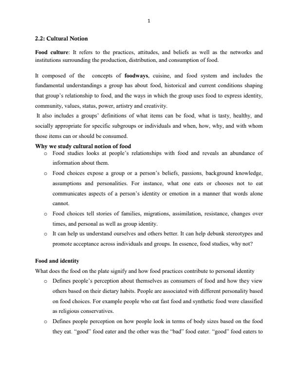 Page 1 – Diploma/Certificate in Nutrition and Dietetics: Nutrition Anthropology Notes – Kenyaplex