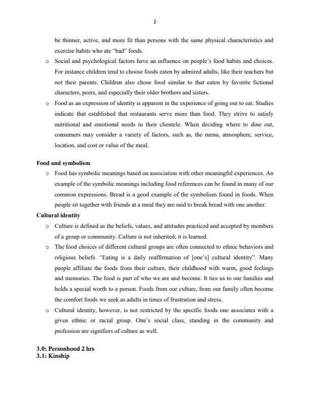 Page 2 – Diploma/Certificate in Nutrition and Dietetics: Nutrition Anthropology Notes – Kenyaplex