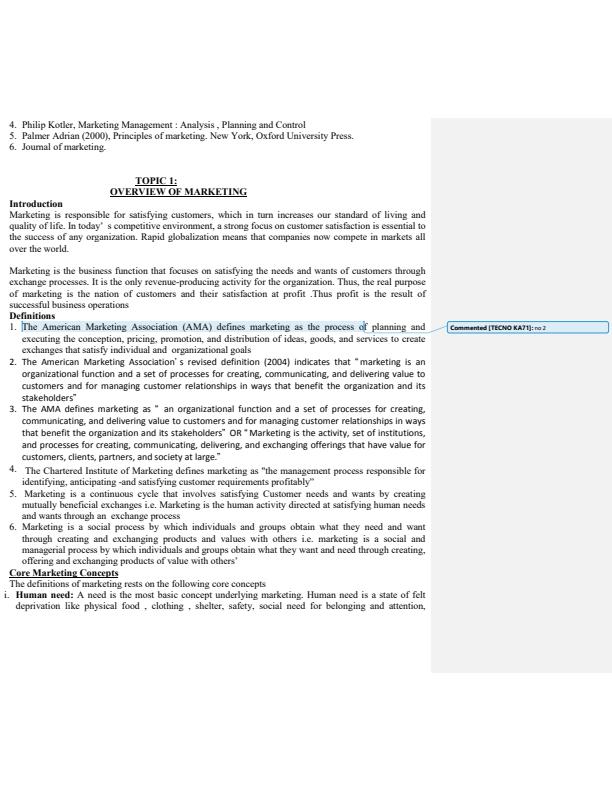 Page 2 –  Principles of Marketing Notes – Kenyaplex