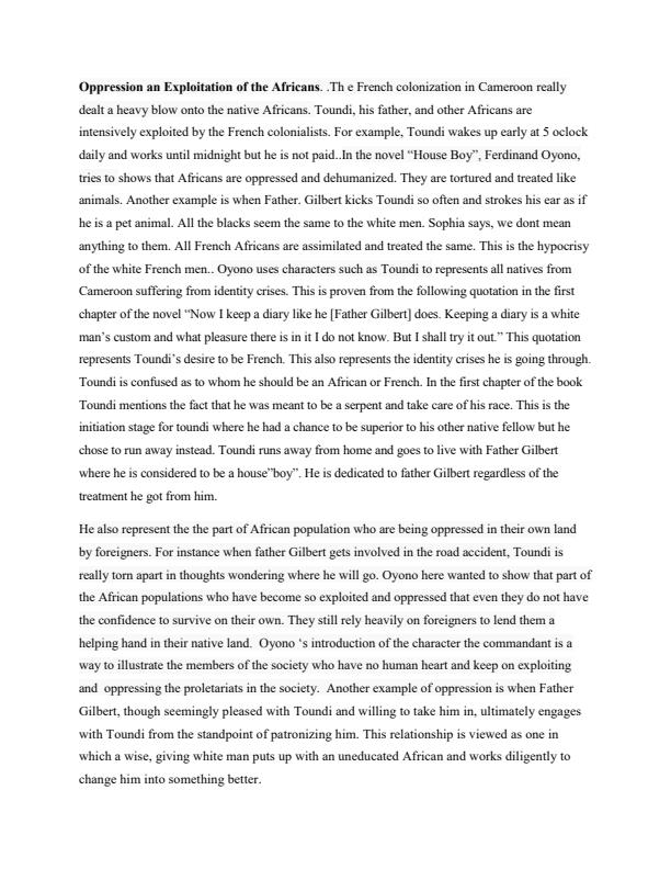 Page 1 – House Boy:  ills of French colonialism in West Africa – Kenyaplex