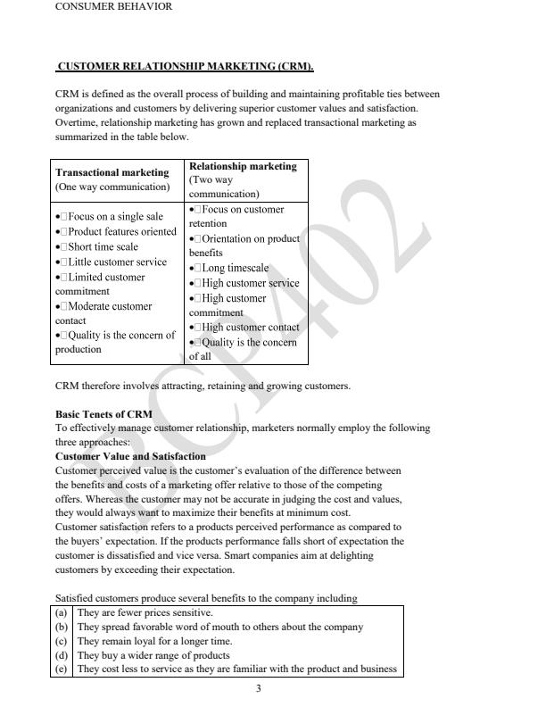 Page 3 – BCP 402: Consumer Behavior Notes 4th Year – Kenyaplex