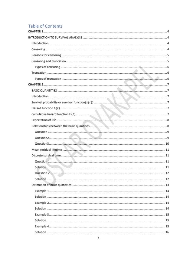 Page 1 – SAC 402: Survival Models Notes – Kenyaplex
