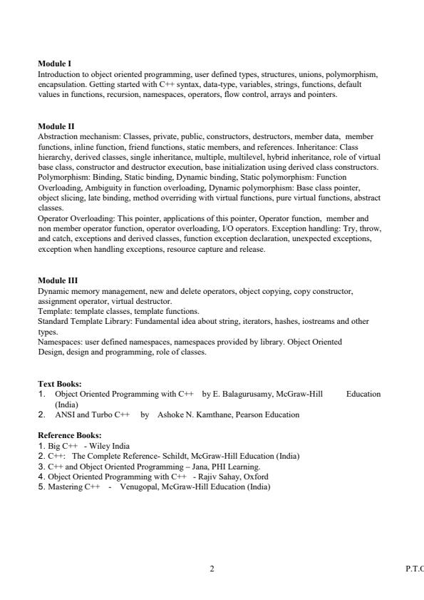 Object Oriented Programming Using C++ Notes - 8924