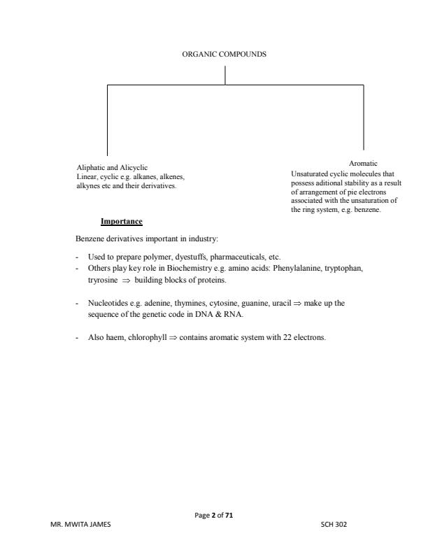 Page 1 – SCH 302: Chemistry of Aromatic Compounds – Kenyaplex
