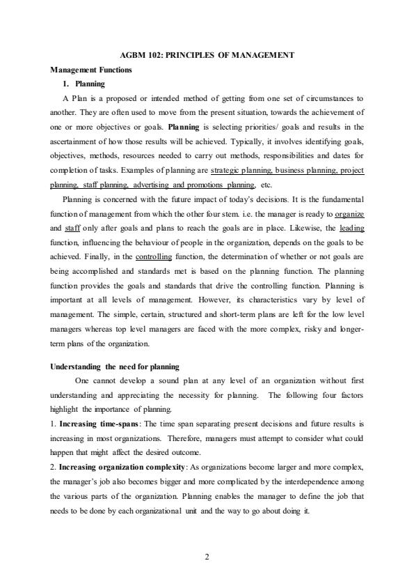 Page 1 – Principles and Practice of Management Notes – Kenyaplex
