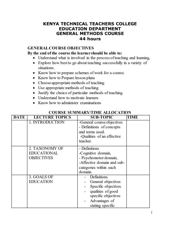 Page 1 – General Methods Notes – Kenyaplex