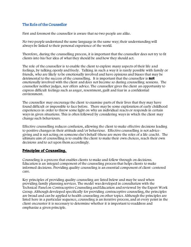 Page 2 – Introduction to Counselling Skills Notes – Kenyaplex