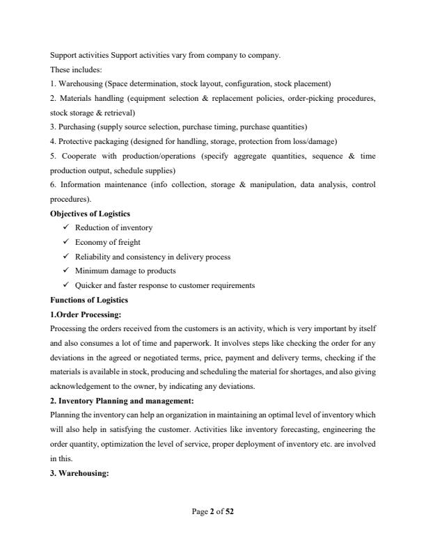 Page 2 – Logistics Management Notes For University Level – Kenyaplex