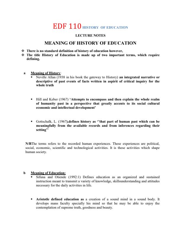 Page 1 – EDF 110: History of Education Notes – Kenyaplex