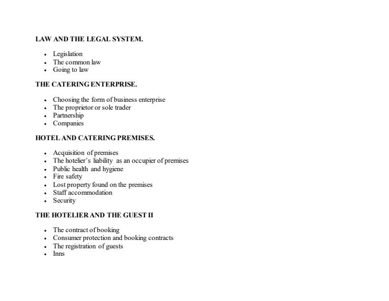 Page 2 – Hotel and Catering Law Notes – Kenyaplex