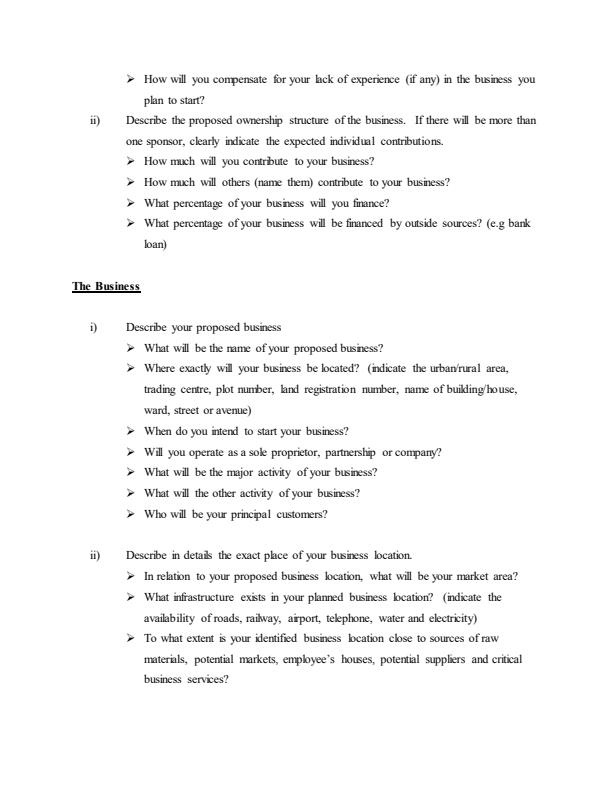 Page 2 – Business Plan Notes – Kenyaplex