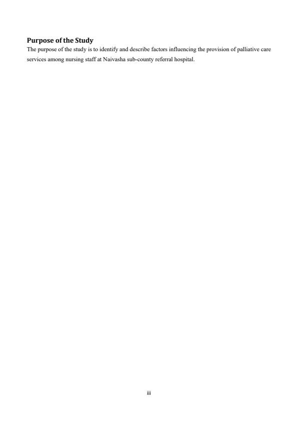 Page 3 – A Study on Factors Influencing the Provision of Palliative Care Services among Nurses at Naivasha Sub-County Referral Hospital – Kenyaplex