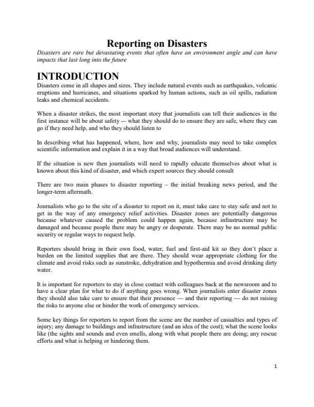 Page 1 – LMC 421: Reporting on Disasters Notes – Kenyaplex