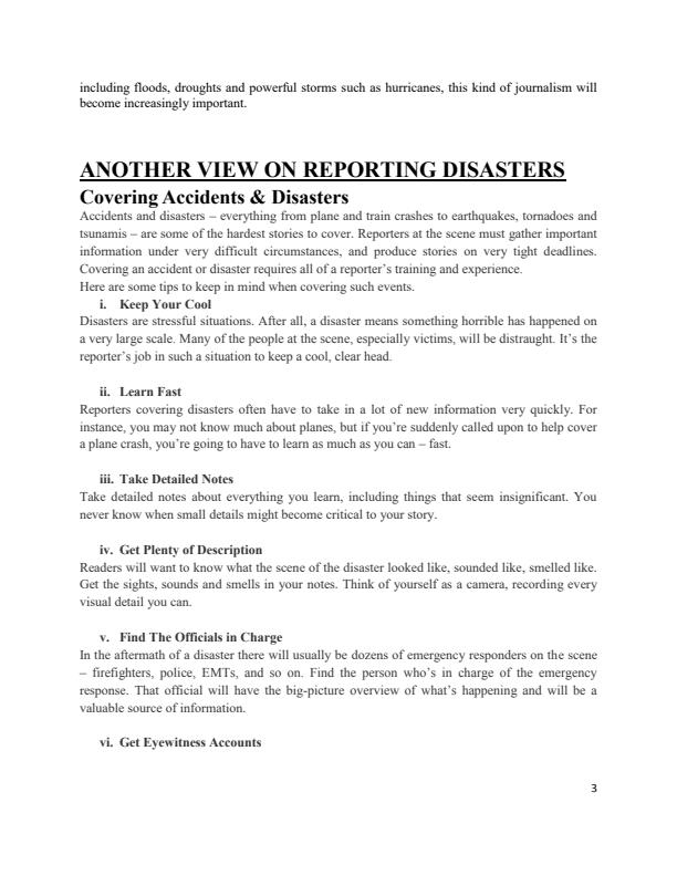 Page 3 – LMC 421: Reporting on Disasters Notes – Kenyaplex