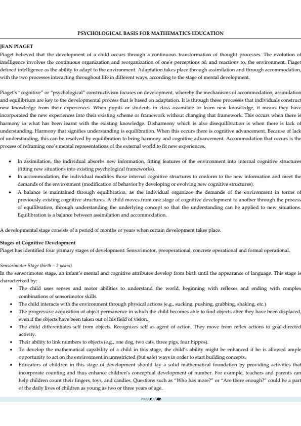 Page 1 – EDM 211: Mathematics Education 1 - Development of Mathematics Education by Jean Peaget – Kenyaplex
