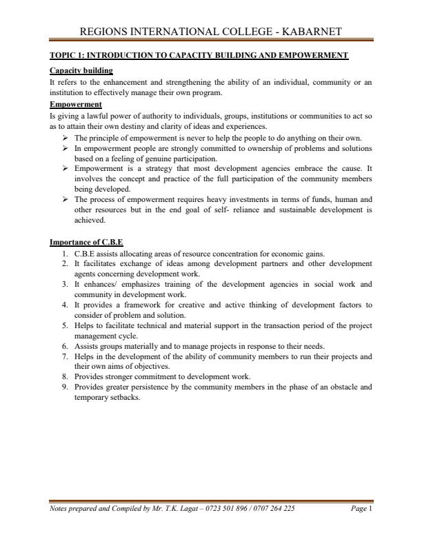 Page 1 – SW 001: Capacity Building and Empowerment Notes – Kenyaplex