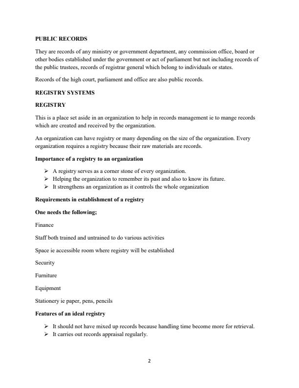 Page 2 – Archival Studies Notes for Diploma in Information Studies – Kenyaplex