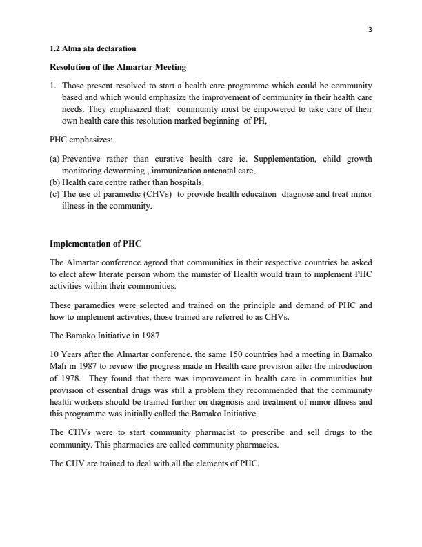 Page 3 – Primary Health Care Notes: Certificate and Diploma in Nutrition and Dietetics – Kenyaplex