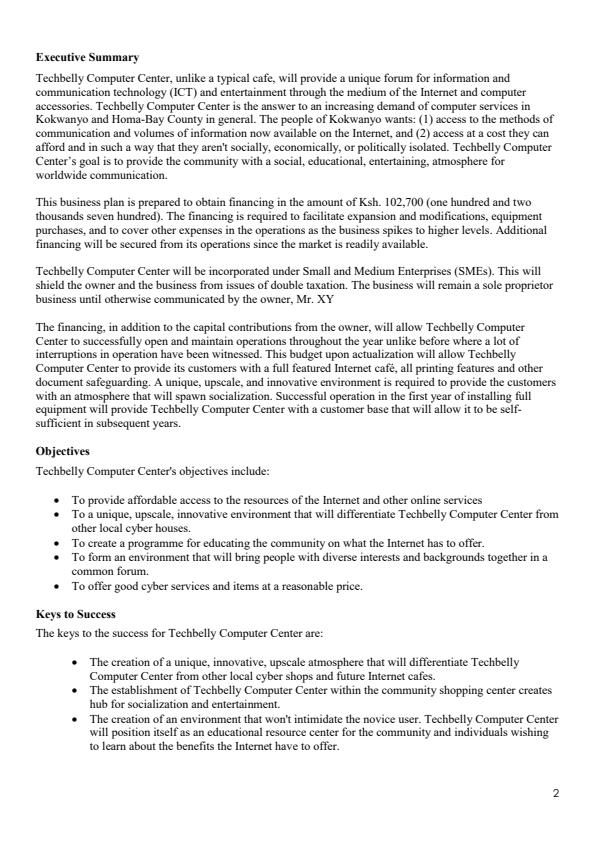 Cyber Cafe Business Funding Proposal 9396