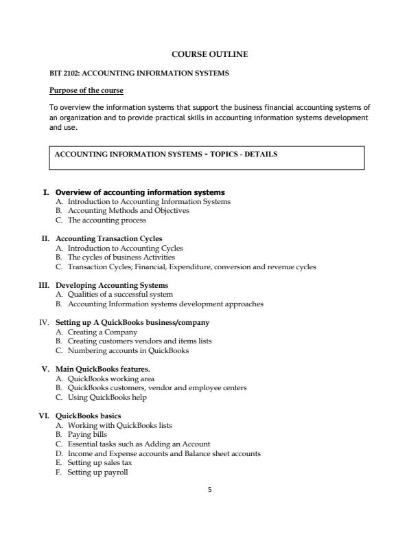 Page 4 – BIT 2101: Accounting Information Systems Notes – Kenyaplex