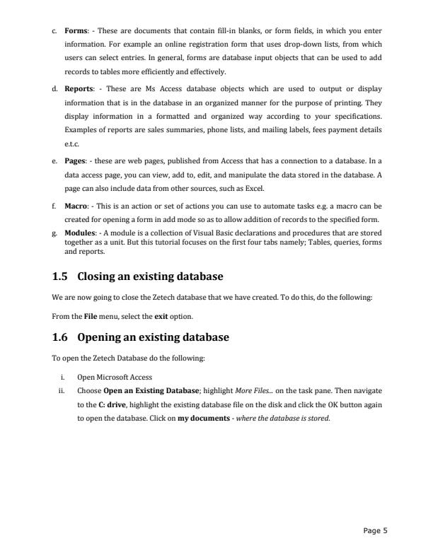 Page 2 – Microsoft Access Computer Training Manual – Kenyaplex
