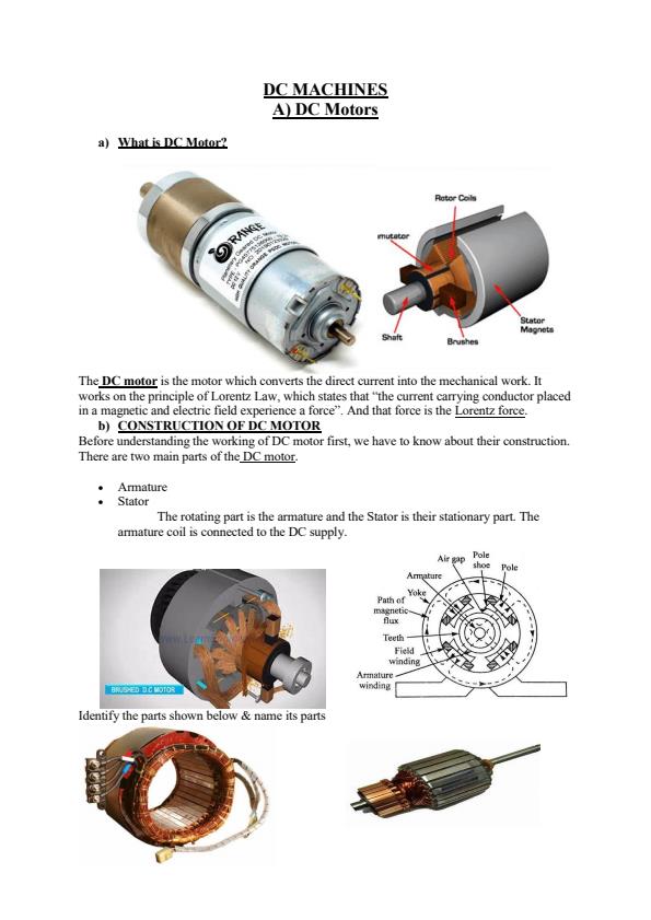 Page 1 – Working Principles of DC Motors: Diploma/Certificate in Electrical Engineering Module 1 – Kenyaplex