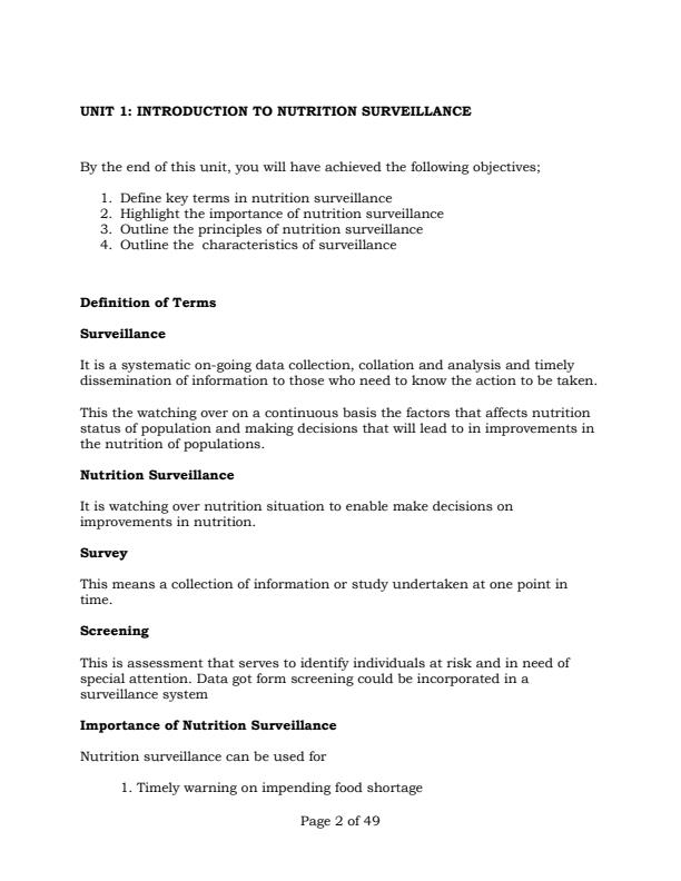 Page 2 – KMTC Introduction to Nutrition Surveillance Notes – Kenyaplex