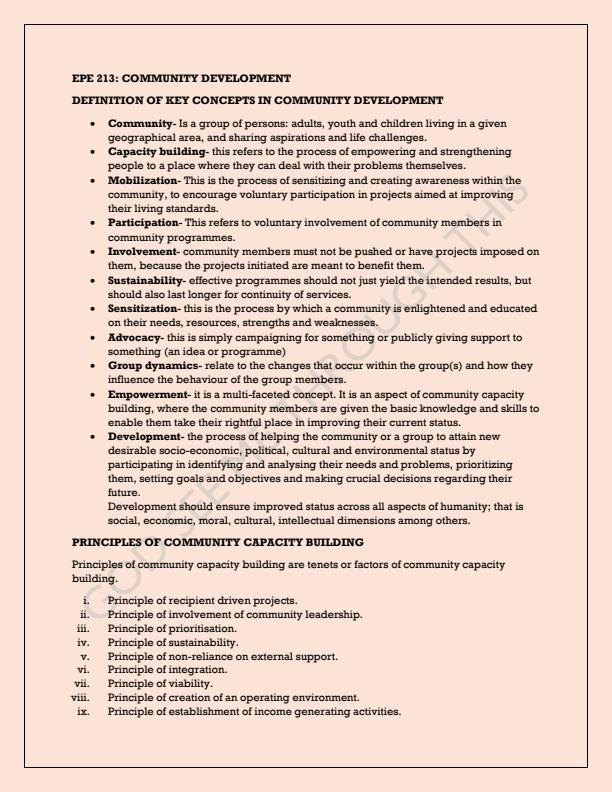 Page 1 – EPE 213: Community Development Notes – Kenyaplex