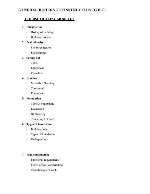 Page 2 – General Building Construction Notes: Diploma in Civil Engineering Module 1 – Kenyaplex
