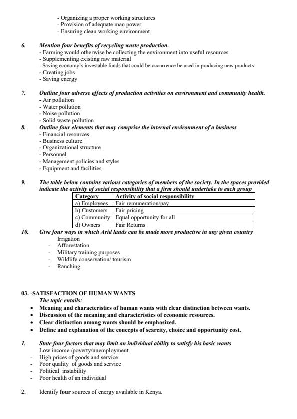 Page 3 – Business Studies Topical Questions and Answers – Kenyaplex
