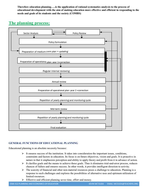 Page 1 – EMA 412: Planning and Economics of Education Notes – Kenyaplex