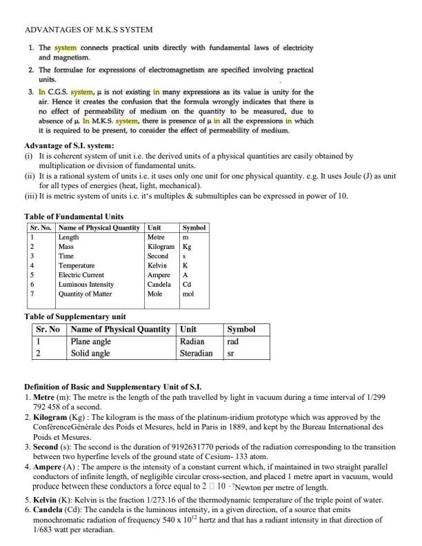Electrical Measurements and Fault Diagnosis Notes for Diploma in