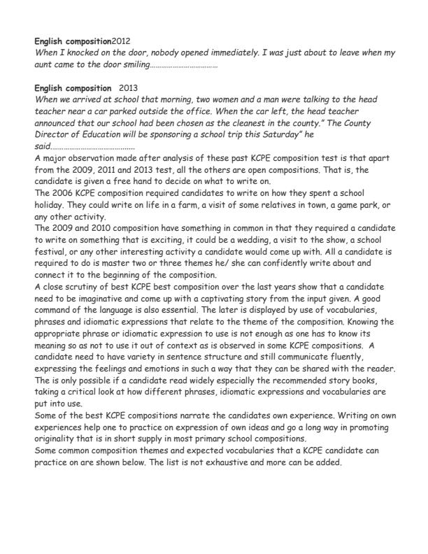 Page 2 – Upper Primary English Composition Guide – Kenyaplex