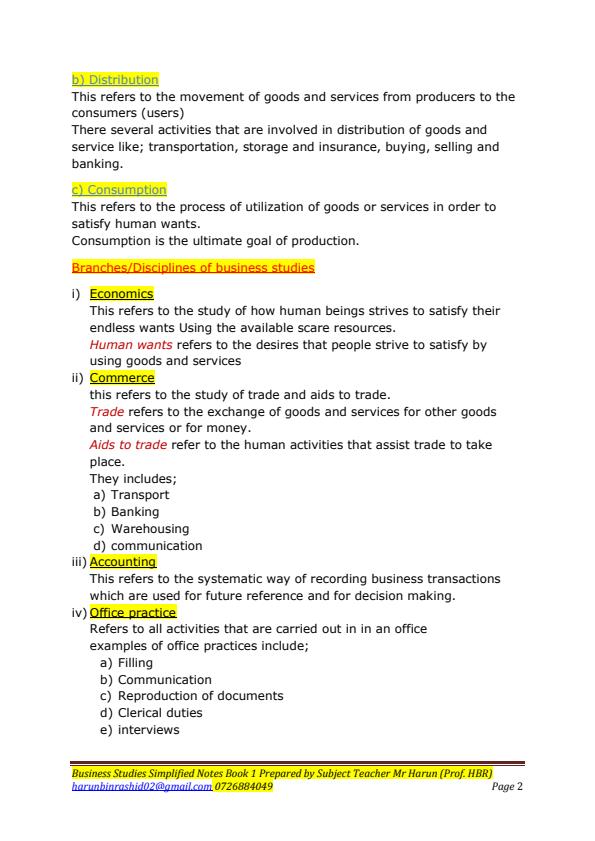 Page 2 – Business Studies Comprehensive Notes Book 1 – Kenyaplex
