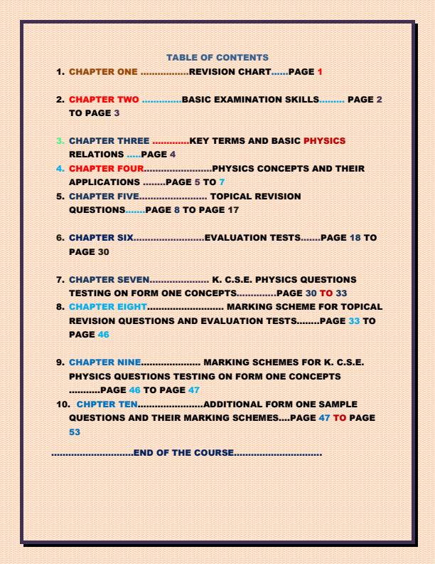 Page 3 – Rich-Mind K.C.S.E Form 1 Physics Revision Booklet – Kenyaplex