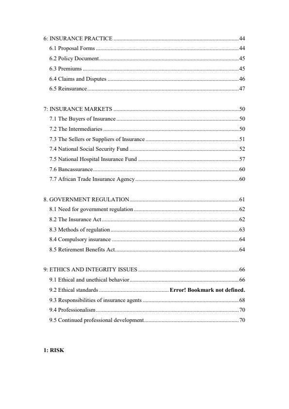 Page 2 – Risk and Insurance Lecture Notes – Kenyaplex