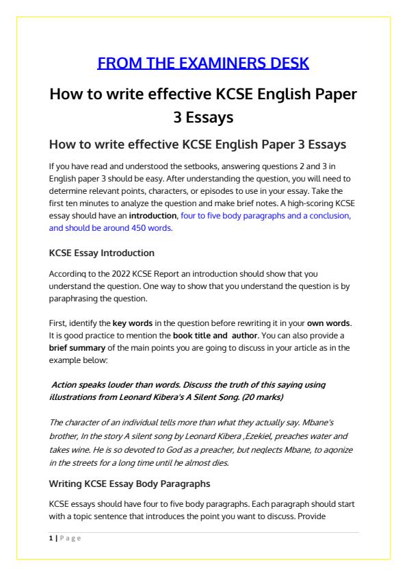 Page 1 – A Study Guide to Silent Song and Other Stories – Kenyaplex