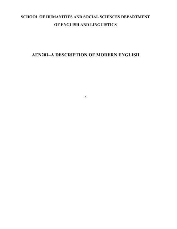 Page 1 – AEN 201: A Description of Modern English Notes – Kenyaplex