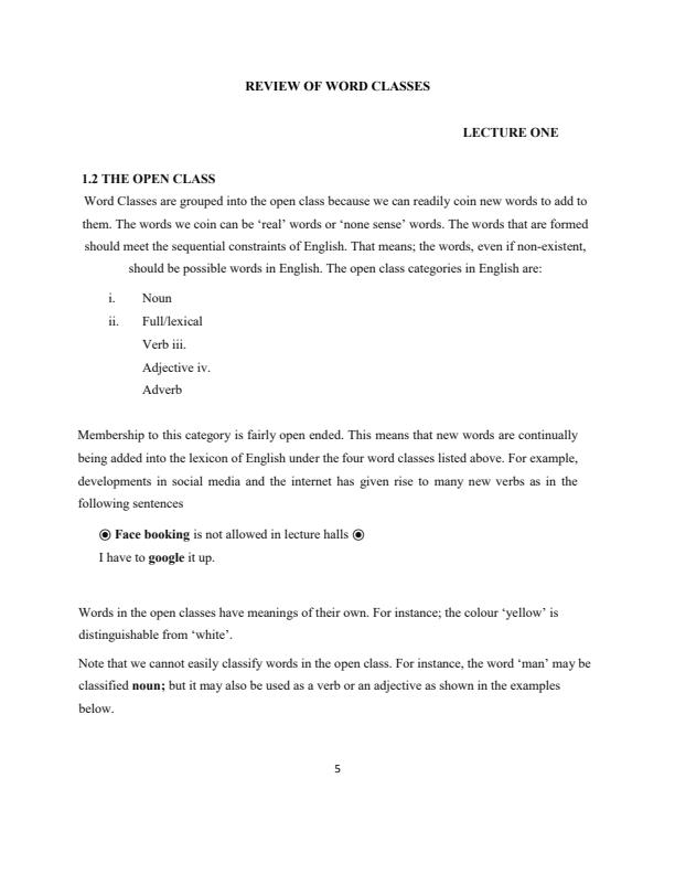 Page 5 – AEN 201: A Description of Modern English Notes – Kenyaplex