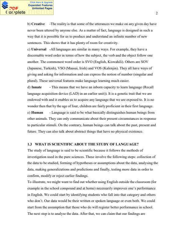 Page 2 – AEN 400: Advanced Theoretical Studies in Grammar Full Summary Notes – Kenyaplex