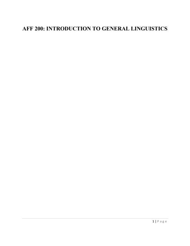 Page 1 – AFF 200: Introduction to General Linguistics Notes – Kenyaplex