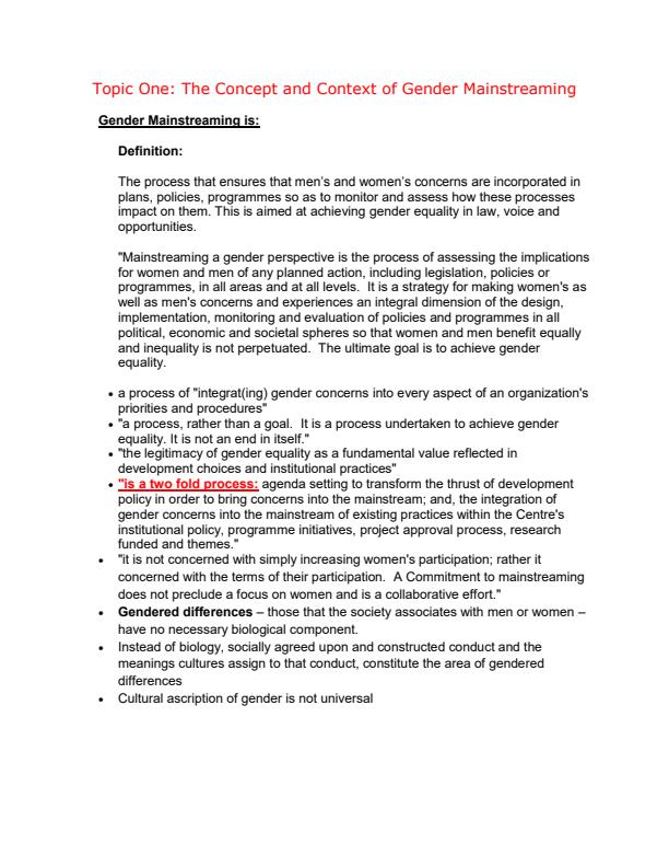Page 3 – AGD 408: Gender Mainstreaming in Development Process Notes – Kenyaplex