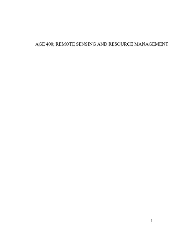 Page 1 – AGE 400: Remote Sensing and Resource Management Notes – Kenyaplex