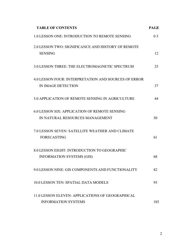 Page 2 – AGE 400: Remote Sensing and Resource Management Notes – Kenyaplex