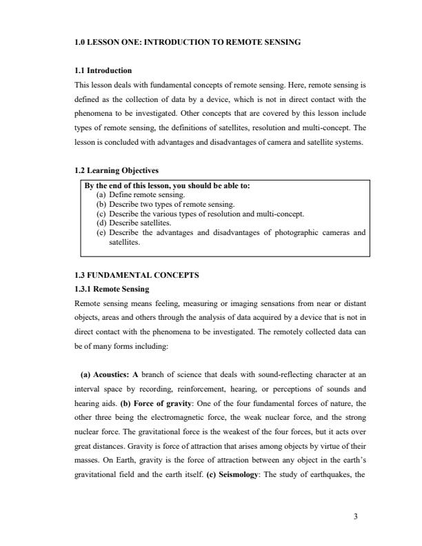 Page 3 – AGE 400: Remote Sensing and Resource Management Notes – Kenyaplex