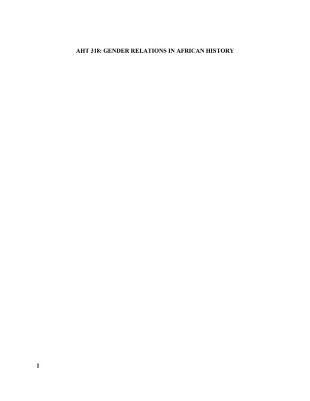 Page 1 – AHT 318: Gender Relations in African History Notes – Kenyaplex