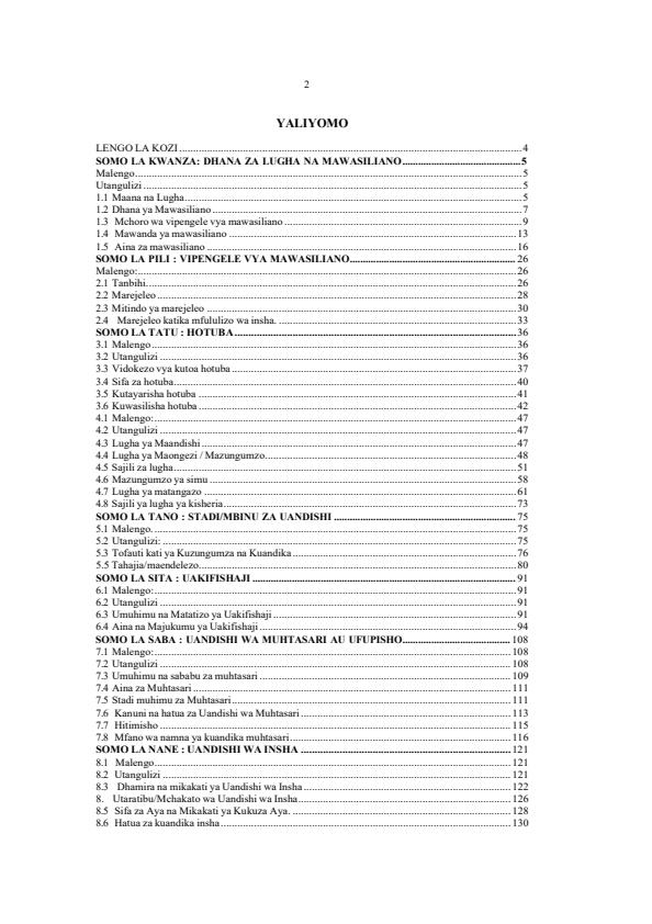 Page 2 – AKS 101: Language Skills in Kiswahili (Stadi Za Lugha Kwa Kiswahili) Notes – Kenyaplex