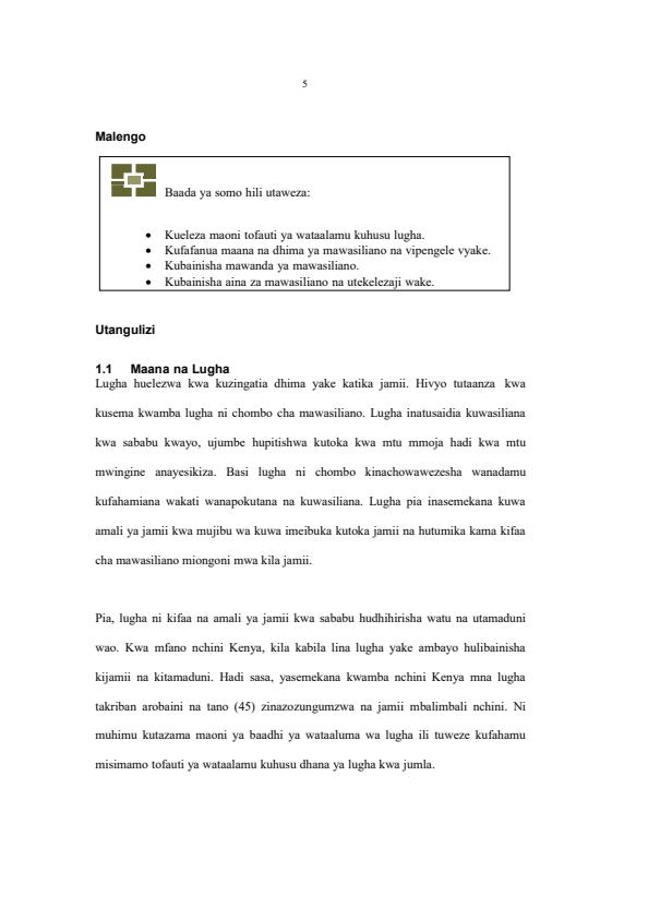 Page 5 – AKS 101: Language Skills in Kiswahili (Stadi Za Lugha Kwa Kiswahili) Notes – Kenyaplex
