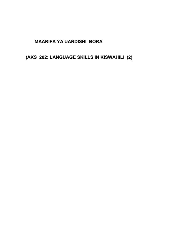 Page 1 – AKS 202: Language Skills in Kiswahili Notes – Kenyaplex