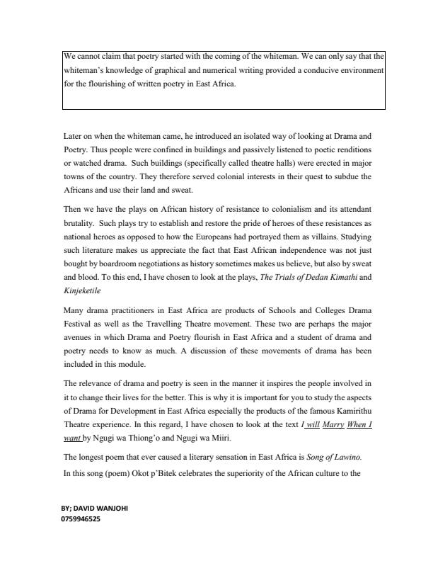 Page 3 – ALT 201: East African Poetry and Drama Notes – Kenyaplex
